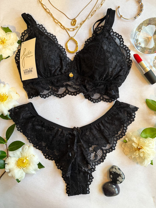 Black Total Lace Lingerie Set